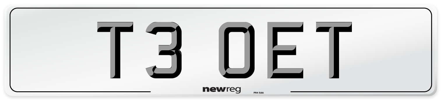 T3 OET Number Plate from New Reg